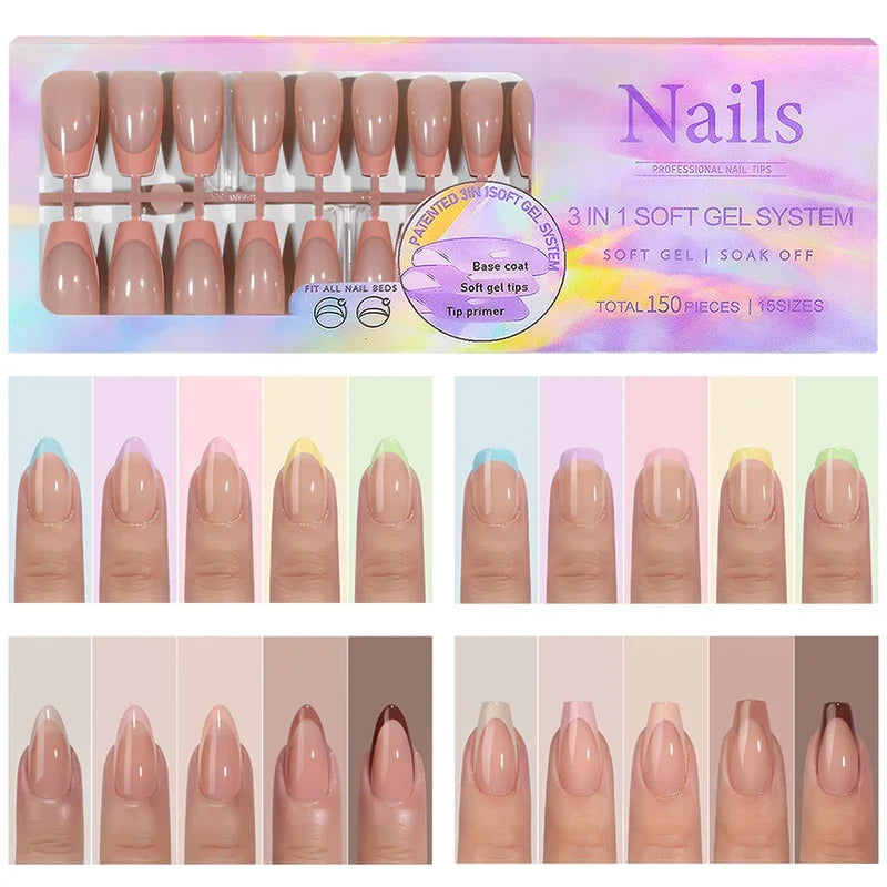 150Pcs Acrylic Press On Nails Full Cover False Tips – DIY Salon