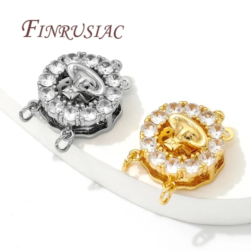 18K Gold Plated Zircon Round Clasps – DIY Bracelet Findings