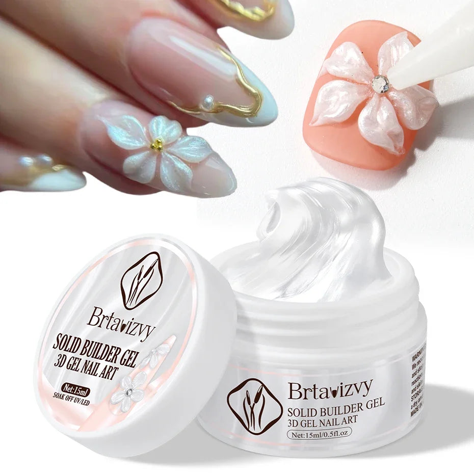 Pearl White 3D Nail Builder Gel – Flower Molding 15ml
