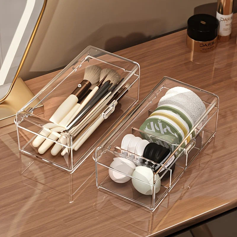 Clear Stackable Acrylic Makeup Organizer Box with Dustproof Lid