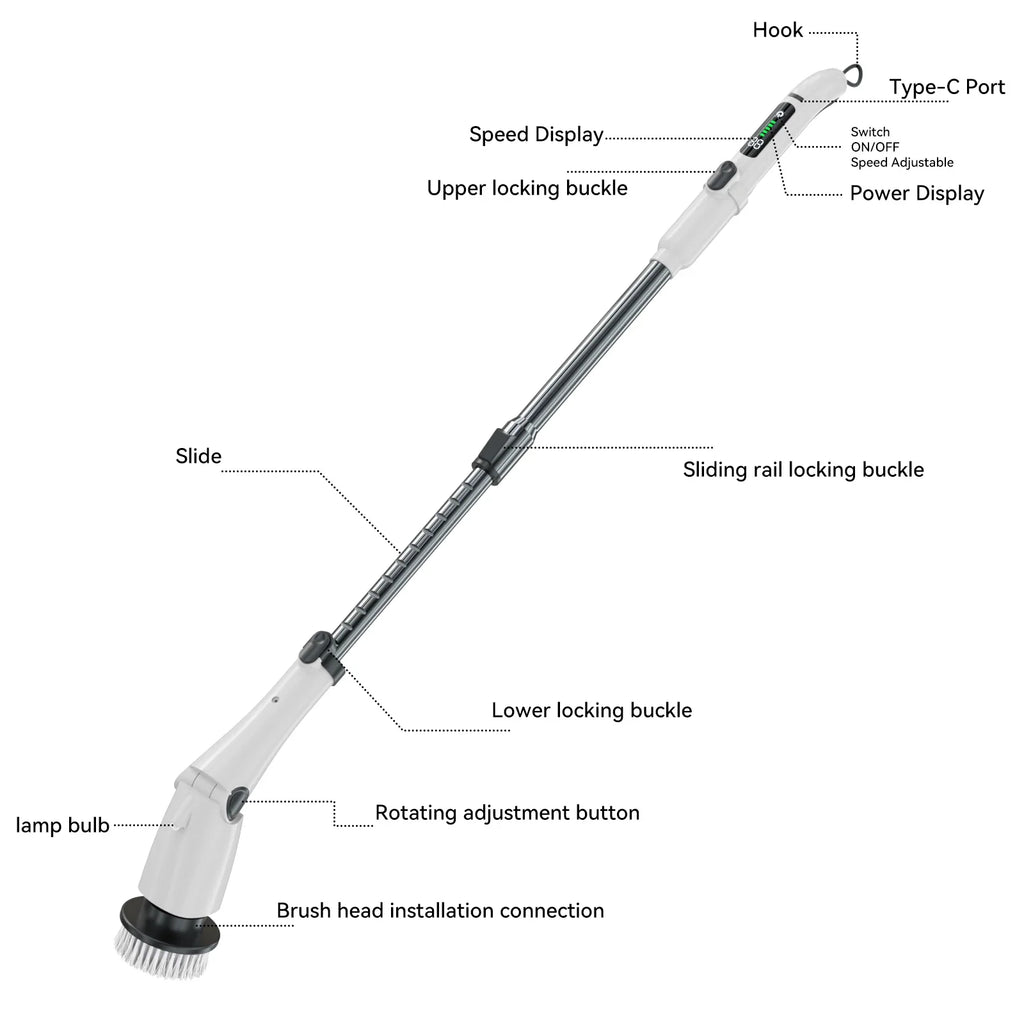 USB Rechargeable Cordless Electric Spin Scrubber – 7 Heads