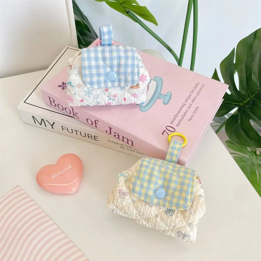 Mini Quilted Makeup Bag – Kawaii Snap Closure Cosmetic Pouch