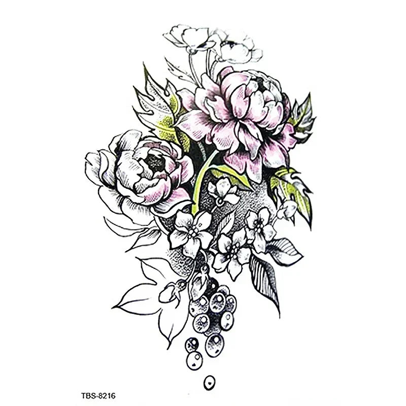 Realistic Rose Temporary Tattoo Sticker – Waterproof Floral Art