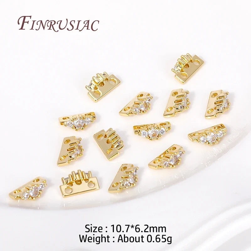 18K Gold Plated Zircon Flower Spacer Bars 2/3 Hole | DIY Jewelry