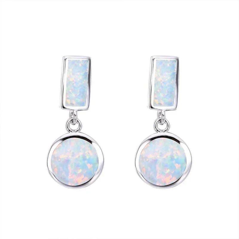 White Simulated Opal Stud Earrings – Trendy Fashion Gift