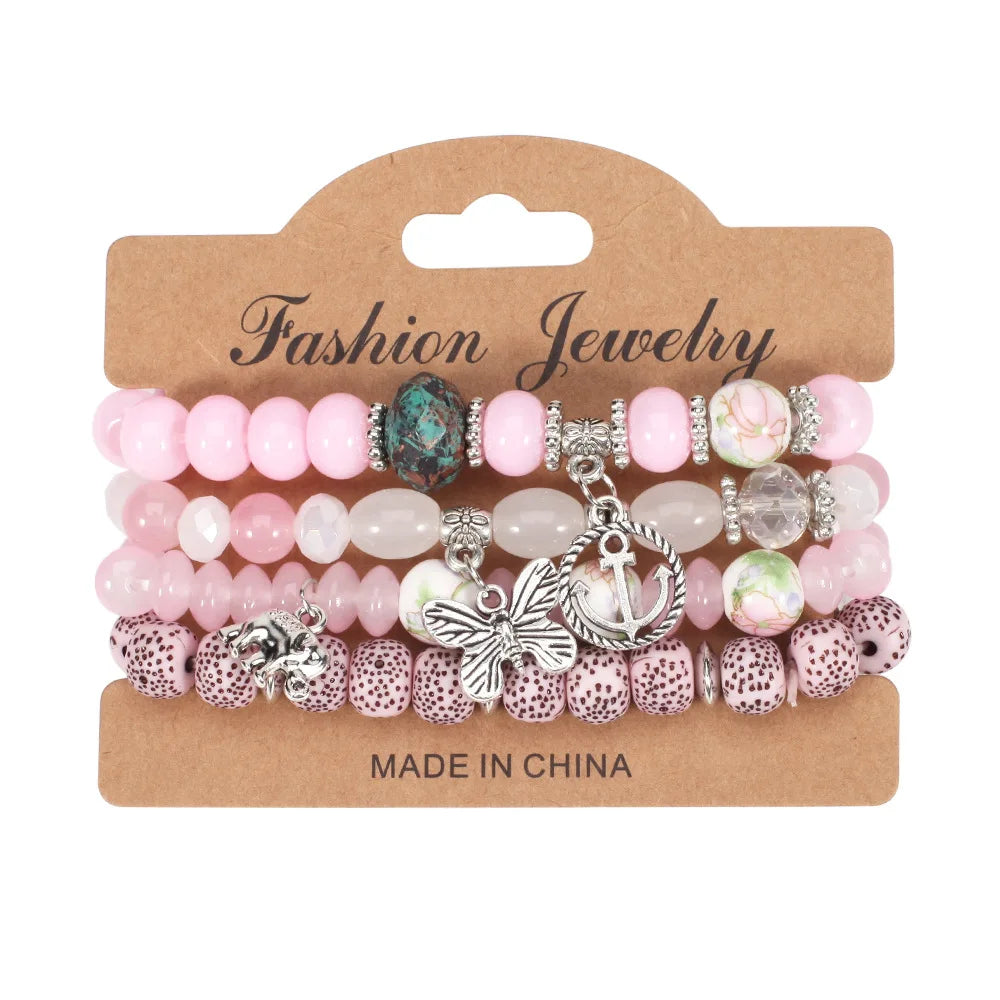Bohemian Multi-Layer Charm Bracelet – Butterfly & Elephant