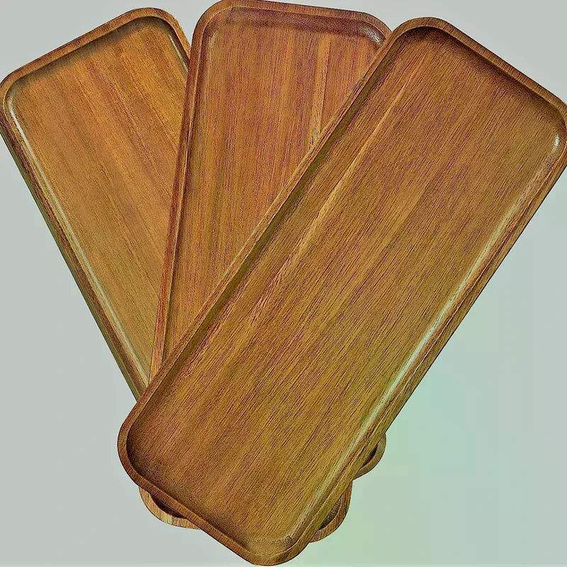 Japanese-Style Solid Wood Round Dessert & Snack Tray Plate
