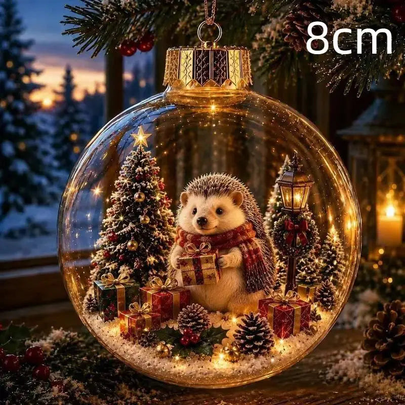 LED Luminous Christmas Crystal Ball Ornament – Santa & Snowman