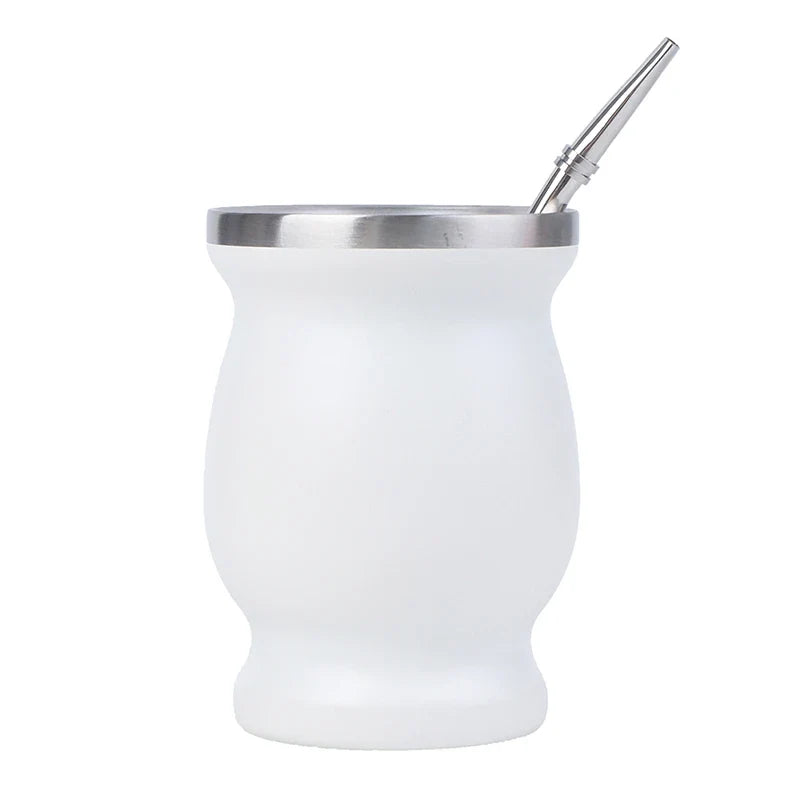 Stainless Steel Yerba Mate Gourd Cup 8oz Set with Bombillas