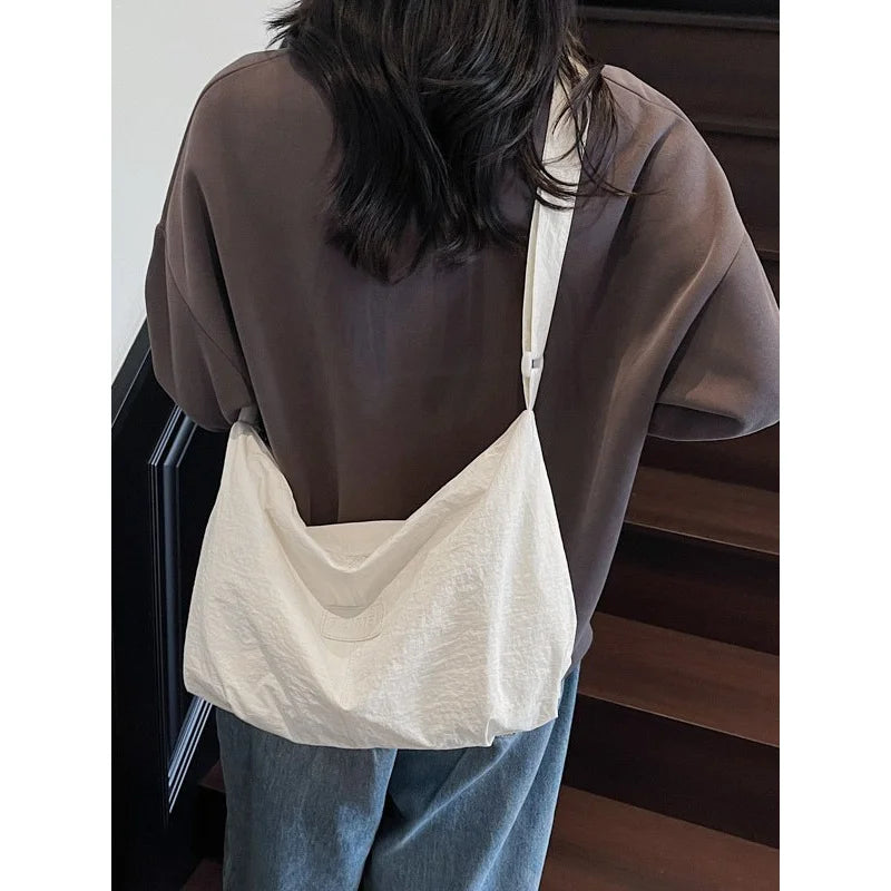 Korean Plaid Shoulder Bag – Large Crossbody Bag for Women