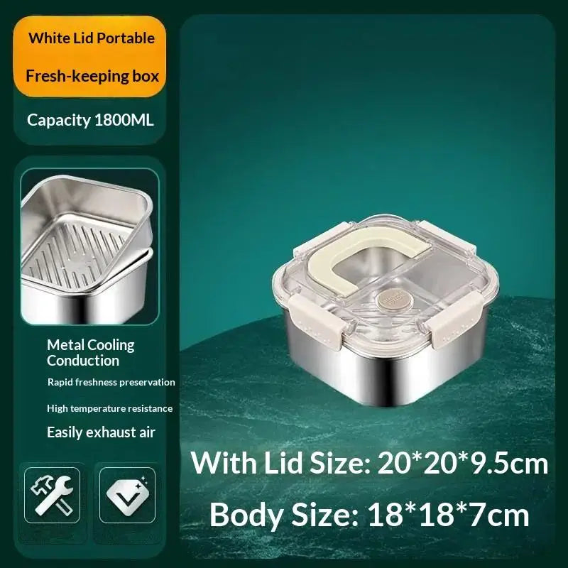 Stainless Steel Lunch Box Large Bento Box with Lid & Handle