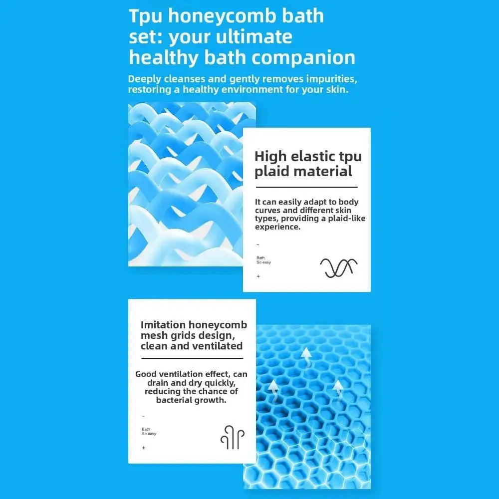 TPU Honeycomb Bath Scrub Towel – Antibacterial Shower Brush