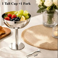Stainless Steel Goblet Dessert Bowl with Fork – Party Tableware