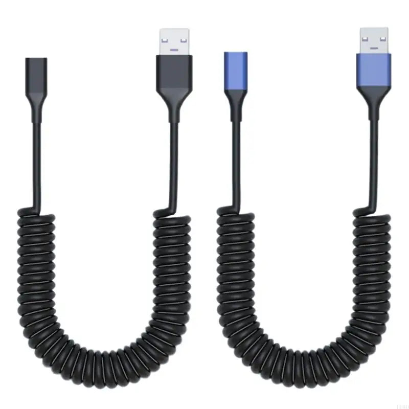 Coiled USB-A to USB-C Adapter Cable | Retractable 44–150cm