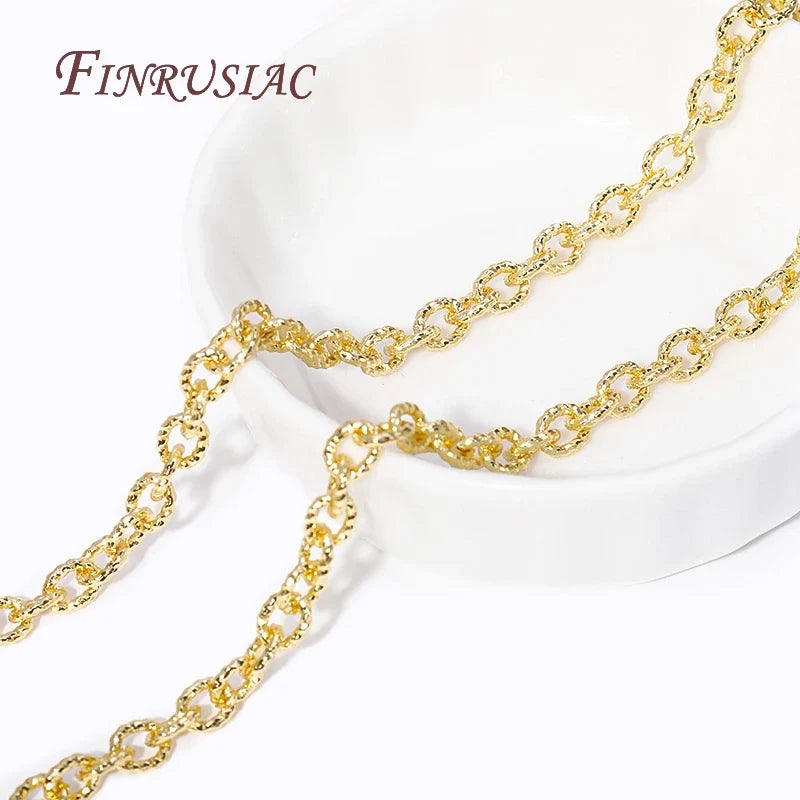 18K Gold Plated Textured Cable O-Chain 4.7x6mm Spool | DIY Jewelry