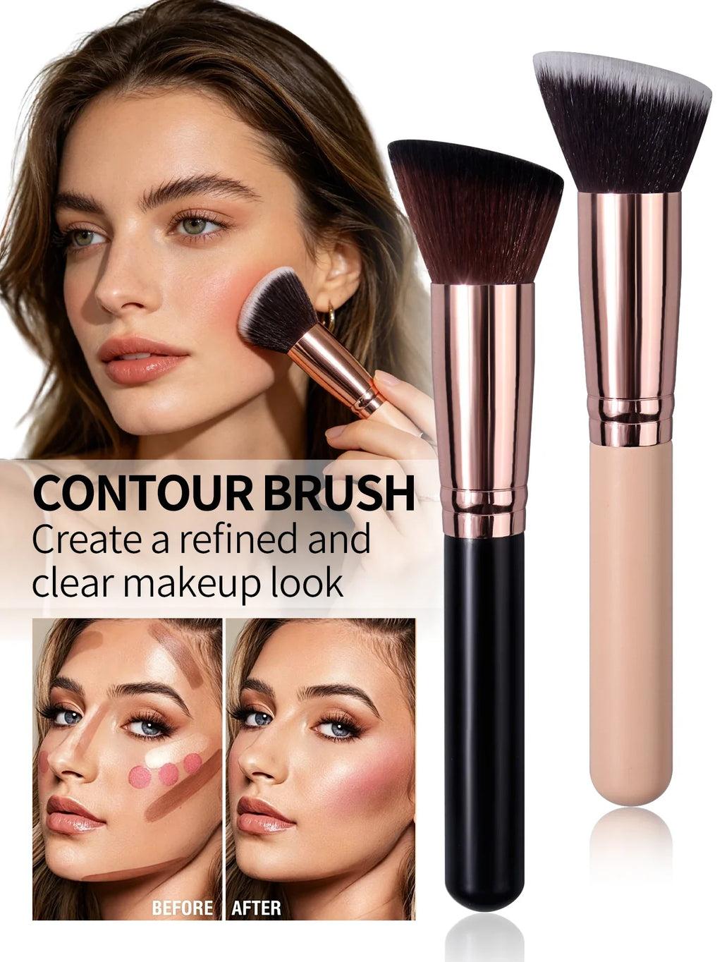 Angled Contour Brush – Soft Bronzer & Blush Makeup Tool