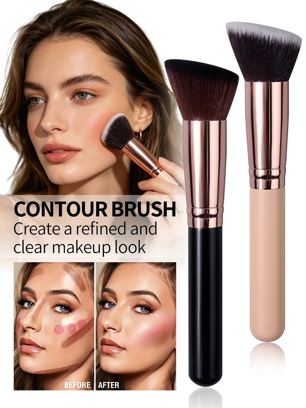 Angled Contour Brush – Soft Bronzer & Blush Makeup Tool