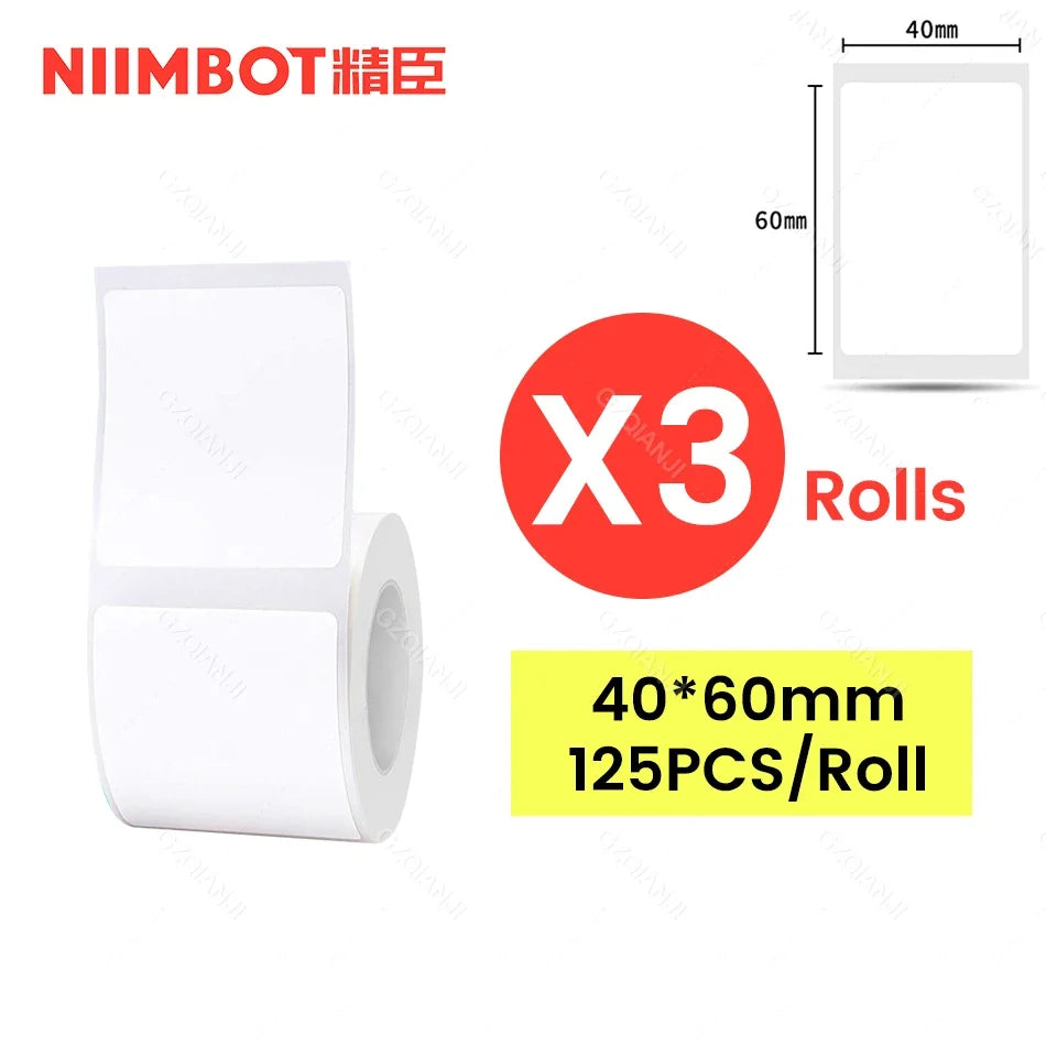 NiiMbot Thermal Label Rolls – Round White Waterproof Stickers