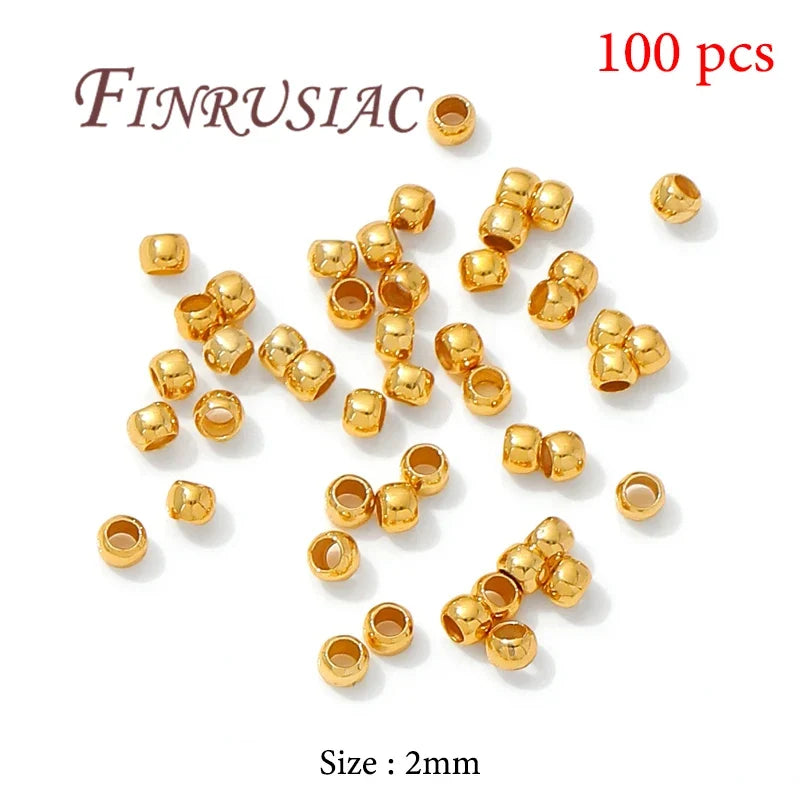 18K Gold Plated Crimp Tube End Beads for Jewelry Making – 100pcs