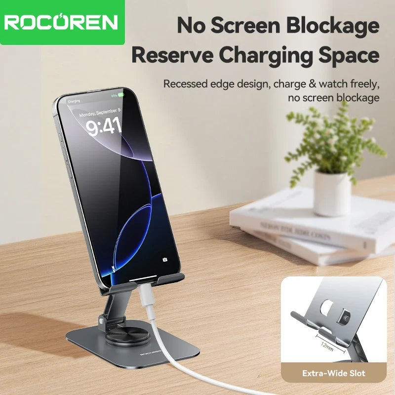 Rocoren 360° Foldable Metal Desk Phone & Tablet Stand