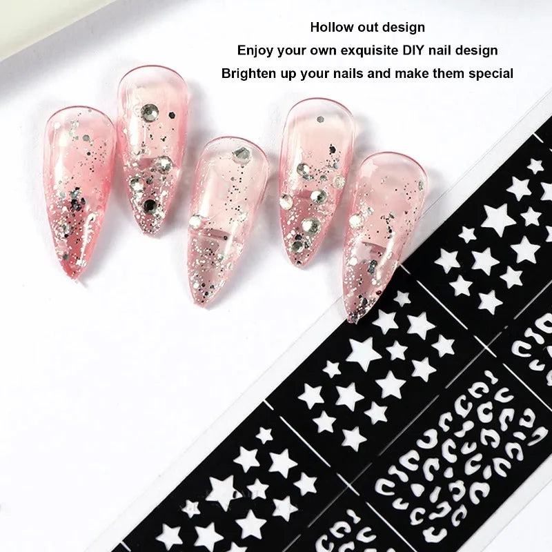 5-Sheet Nail Art Stamping Stencils – Hollow Out Decal Plates