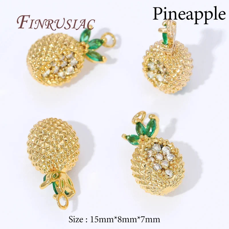 18K Gold Plated Mango & Strawberry Fruit Charms for DIY Jewelry