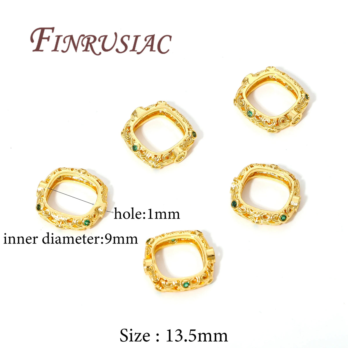 18K Gold Plated Zircon Square Bead Separators | DIY Jewelry