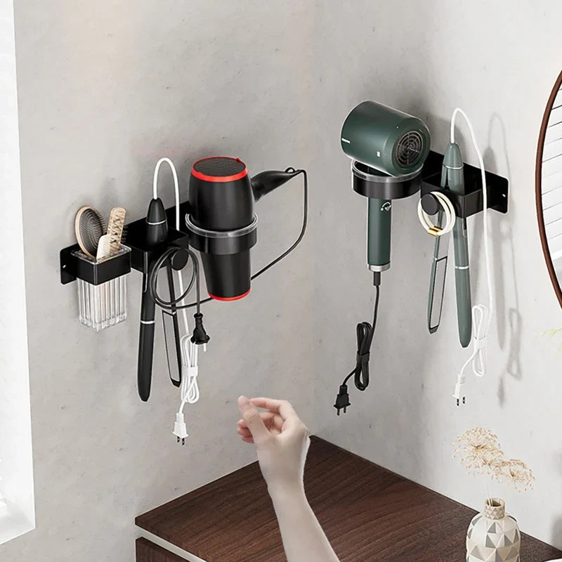 Wall-Mount Hair Dryer & Styling Tool Storage Rack