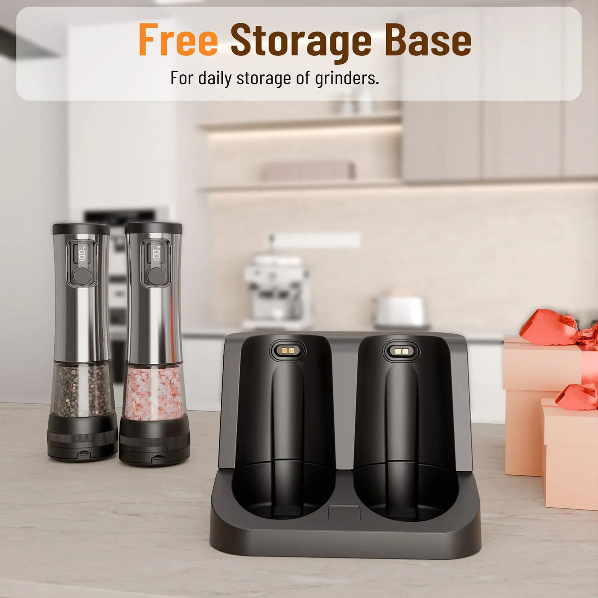 CLITON Electric Salt & Pepper Grinder Set with LED – 2 Pack