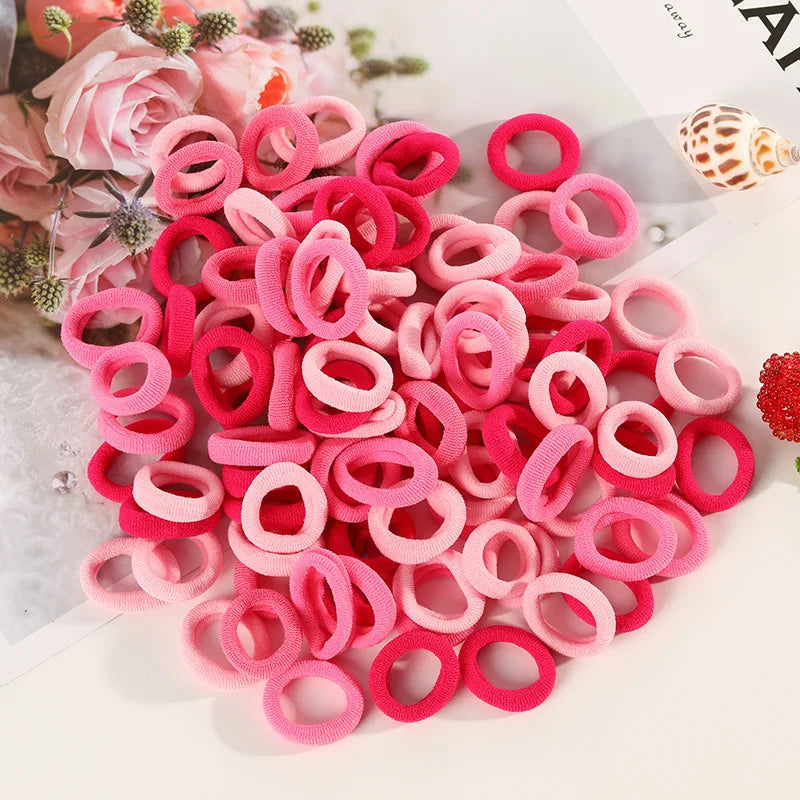 100pcs Mini Elastic Hair Ties Multicolor – Gentle & Secure