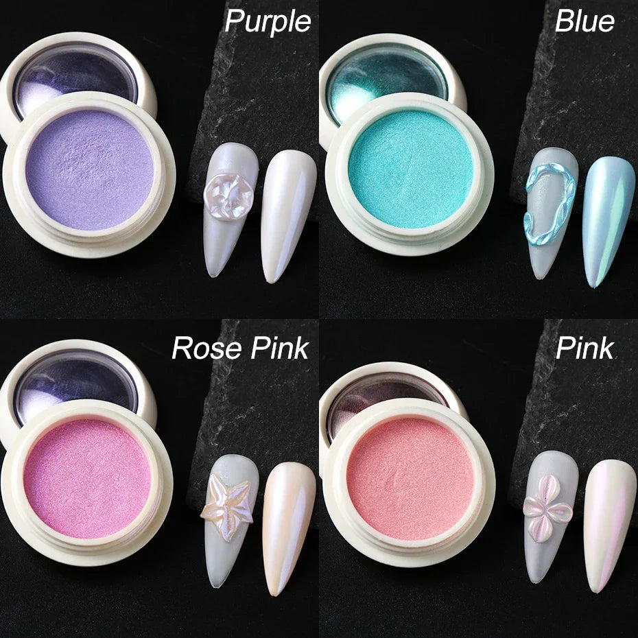 Chrome Nail Powder Pigment Set – Iridescent Aurora Glitter 10 Boxes