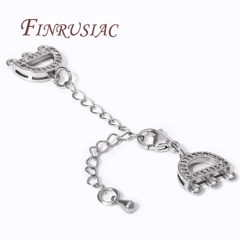 18K Gold Plated Zircon Lobster Clasp Extension Chain DIY Set