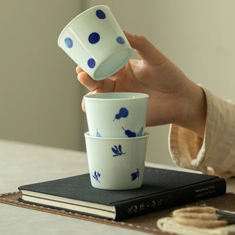Blue & White Gourd Ceramic Latte Cup | Chinese Style