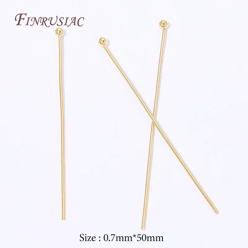 18K Gold Plated Ball Head Pins – Long Stem Beading Pins