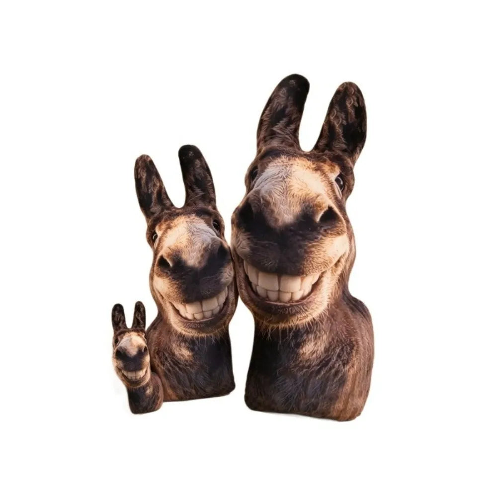 Smiling Donkey Plush Pillow – Ugly Cute Stuffed Animal Toy