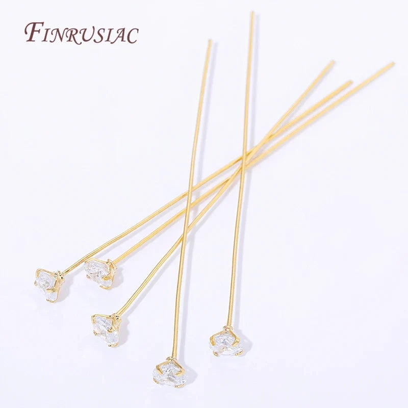 18K Gold Plated CZ Head Pins 3/4/5mm – DIY Jewelry Making