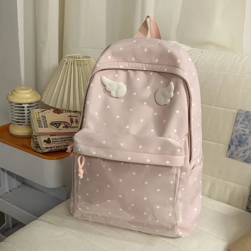 Polka Dot Transparent Large Capacity Student Backpack