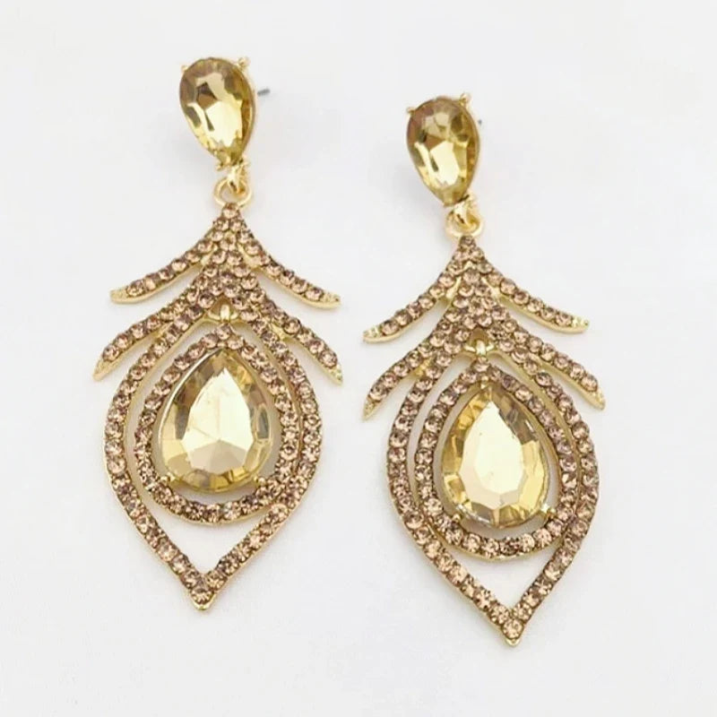 Women's Rhinestone Drop Earrings | 14K Gold Plated Alloy