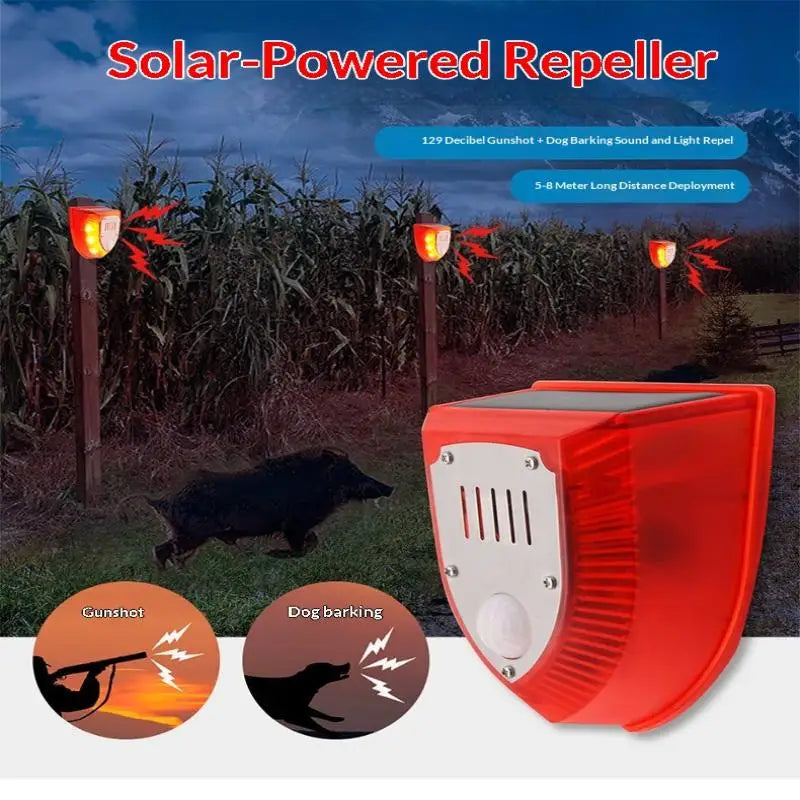 Solar Motion Sensor Alarm Light – IP65 Siren Strobe Deterrent