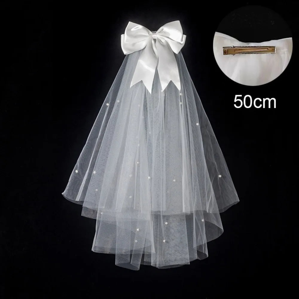 Two Layer Lace Edge Bridal Veil – Short White Tulle Wedding Veil