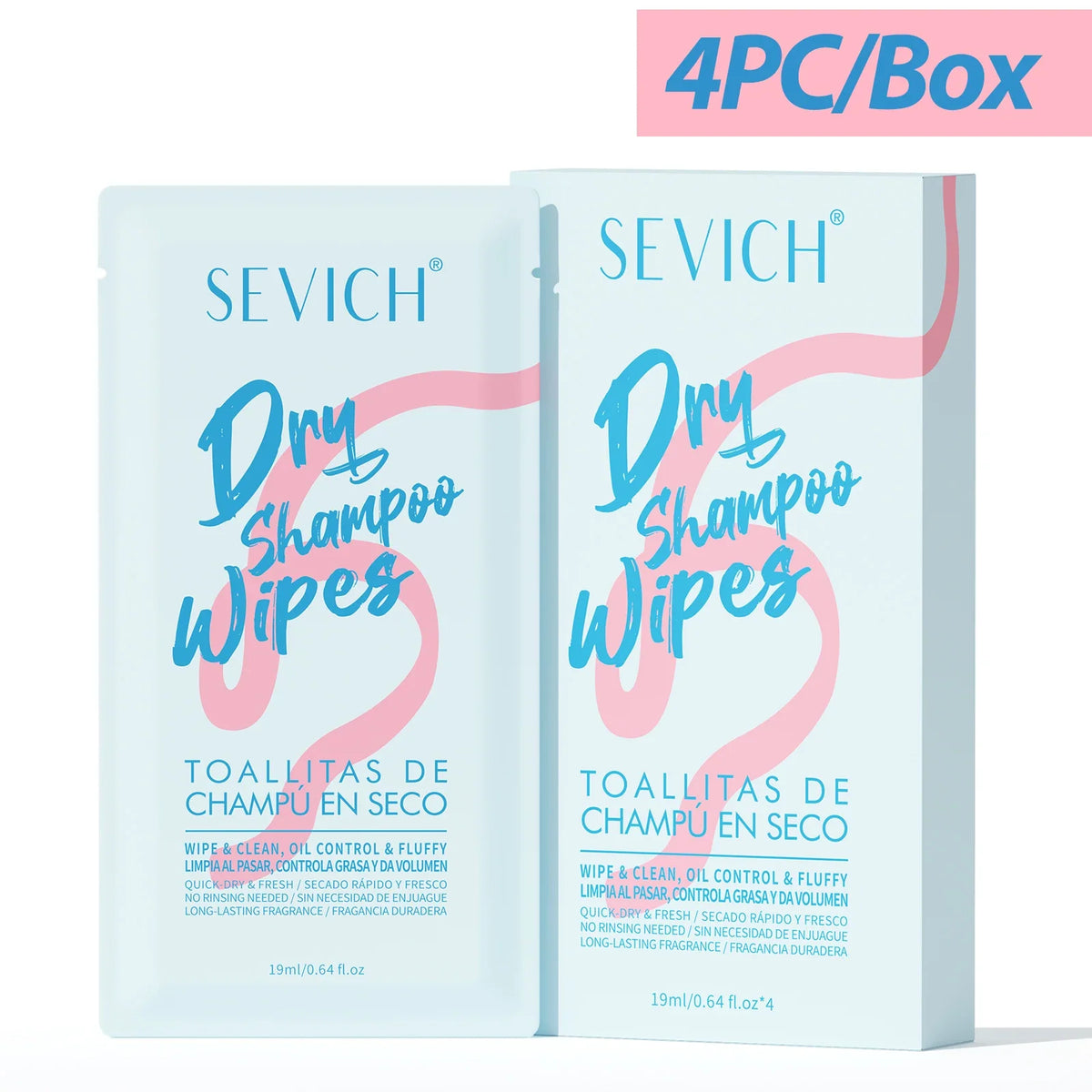Sevich Dry Shampoo Wipes – No-Rinse Oil Control 4 Pack