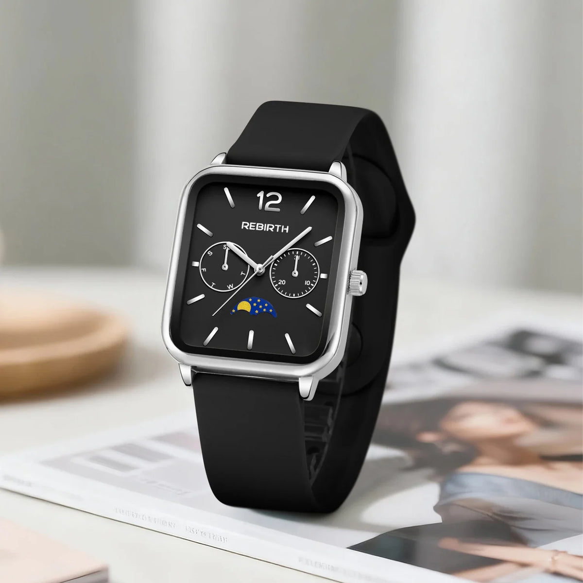 REBIRTH Women's Slim Quartz Watch Silicone Strap Waterproof