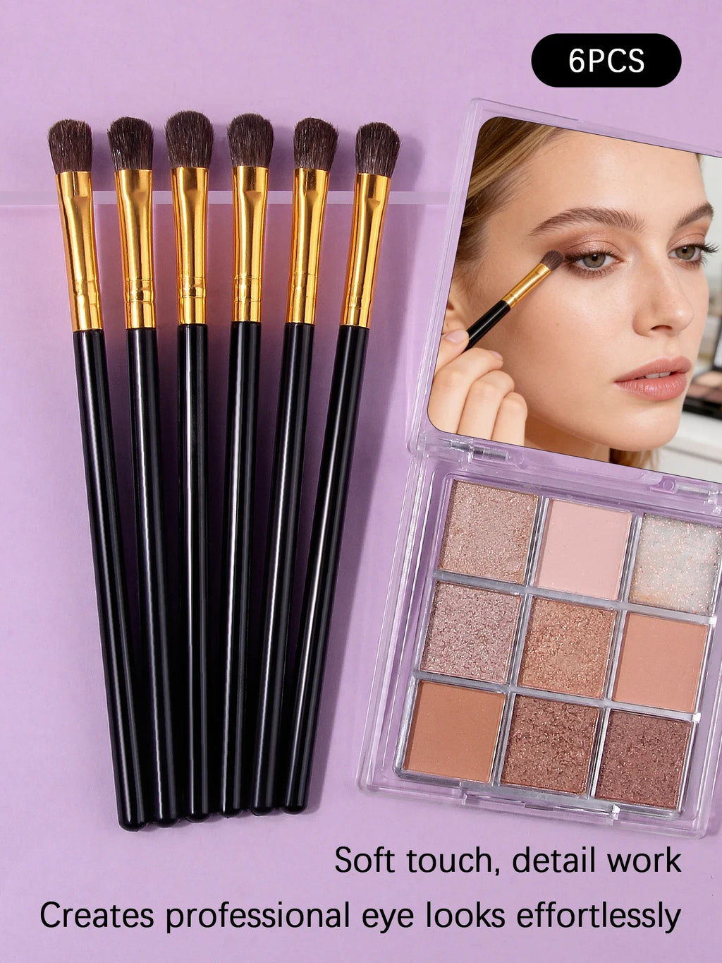 6-Piece Horsehair Eyeshadow Brush Set – Blending & Contouring