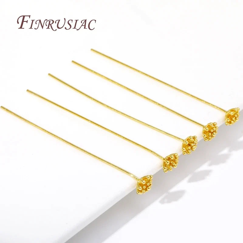 18K Gold Plated Flower Flat Pins for DIY Jewelry Making – 5/10Pcs