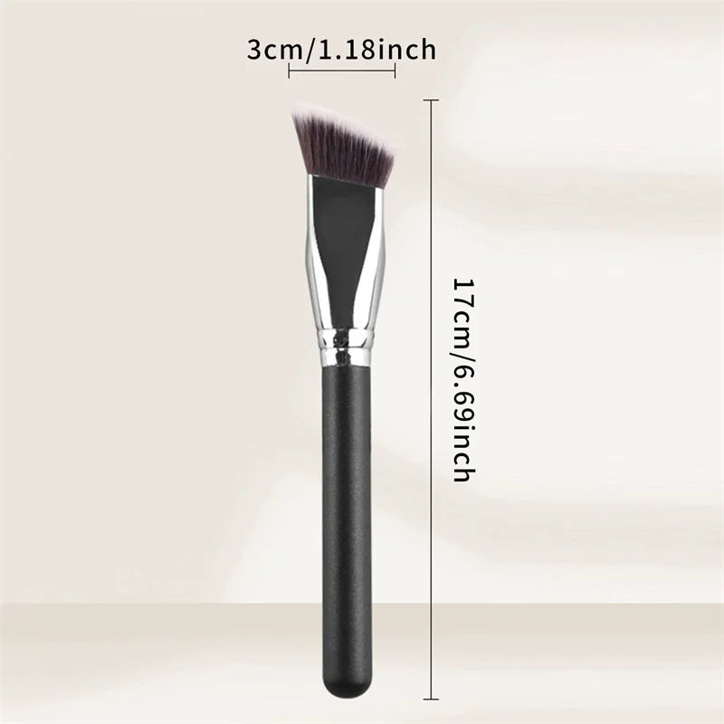 Sloped Trapezoid Foundation Brush – Wooden Handle Makeup Tool