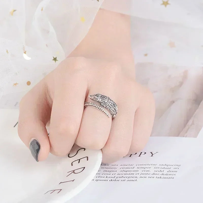 Vintage Punk Dragon Snake Tiger Adjustable Ring | Unisex