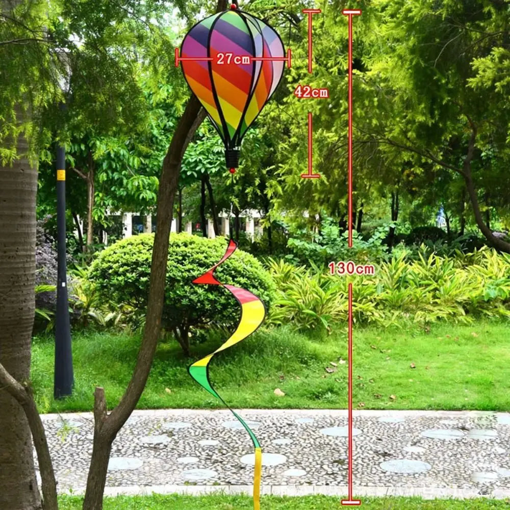 Rainbow Hot Air Balloon Wind Spinner 40cm – Kinetic Garden Decor