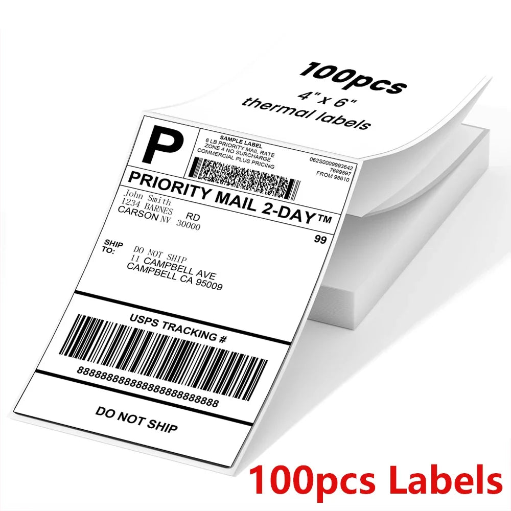 4x6 Thermal Shipping Labels 100x150mm Self-Adhesive 500 Sheets