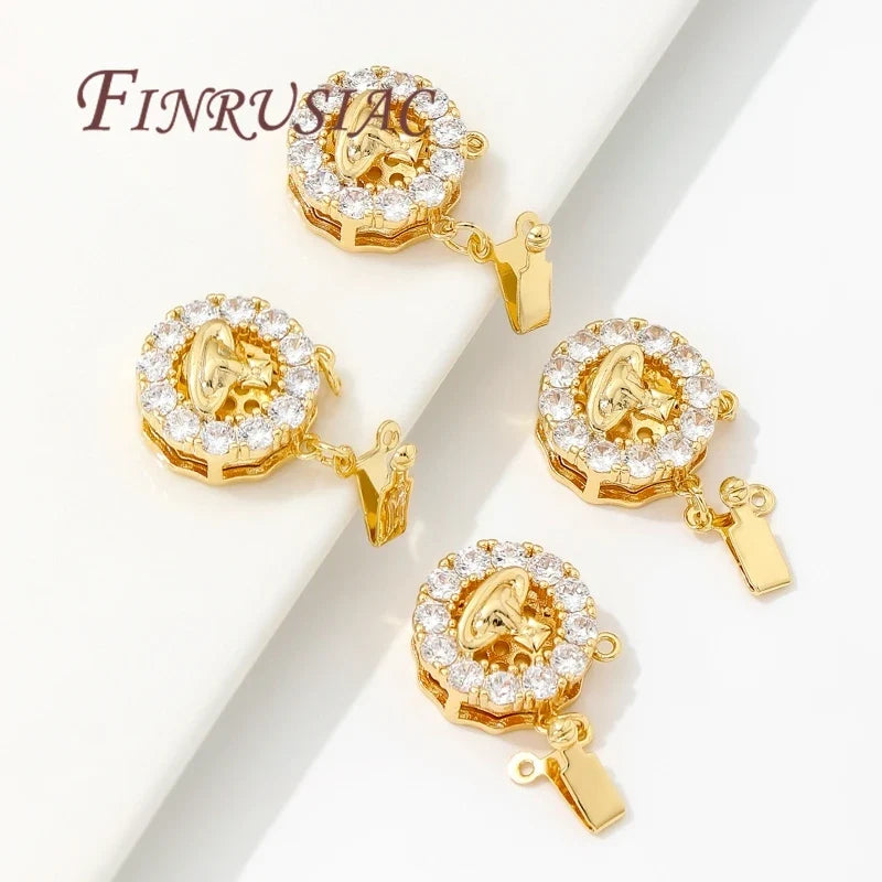 18K Gold Plated Zircon Round Clasps – DIY Bracelet Findings