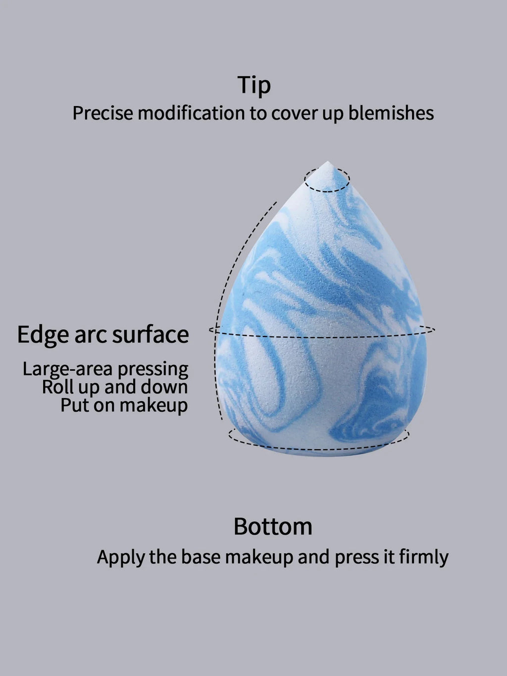 3-Pack Marble Makeup Sponge Eggs – Wet & Dry Foundation Puffs
